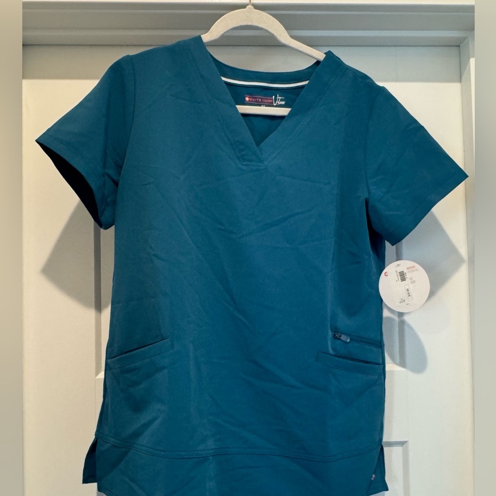 NWTS White Cross Medium Scrub Top
